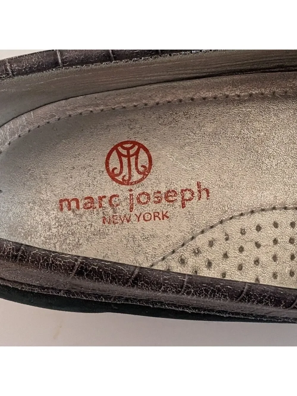 Marc Joseph Chambers Street Navy Suede Croc Leather Loafers Sz 8 Academia
